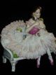 Antique Volkstedt German Porcelain Dresden Lace Seated Ballerina Dancer Figurine Figurines photo 5