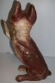 Rare Antique Painted Cast Iron Figure Of A French Bulldog In Standing Position Metalware photo 5