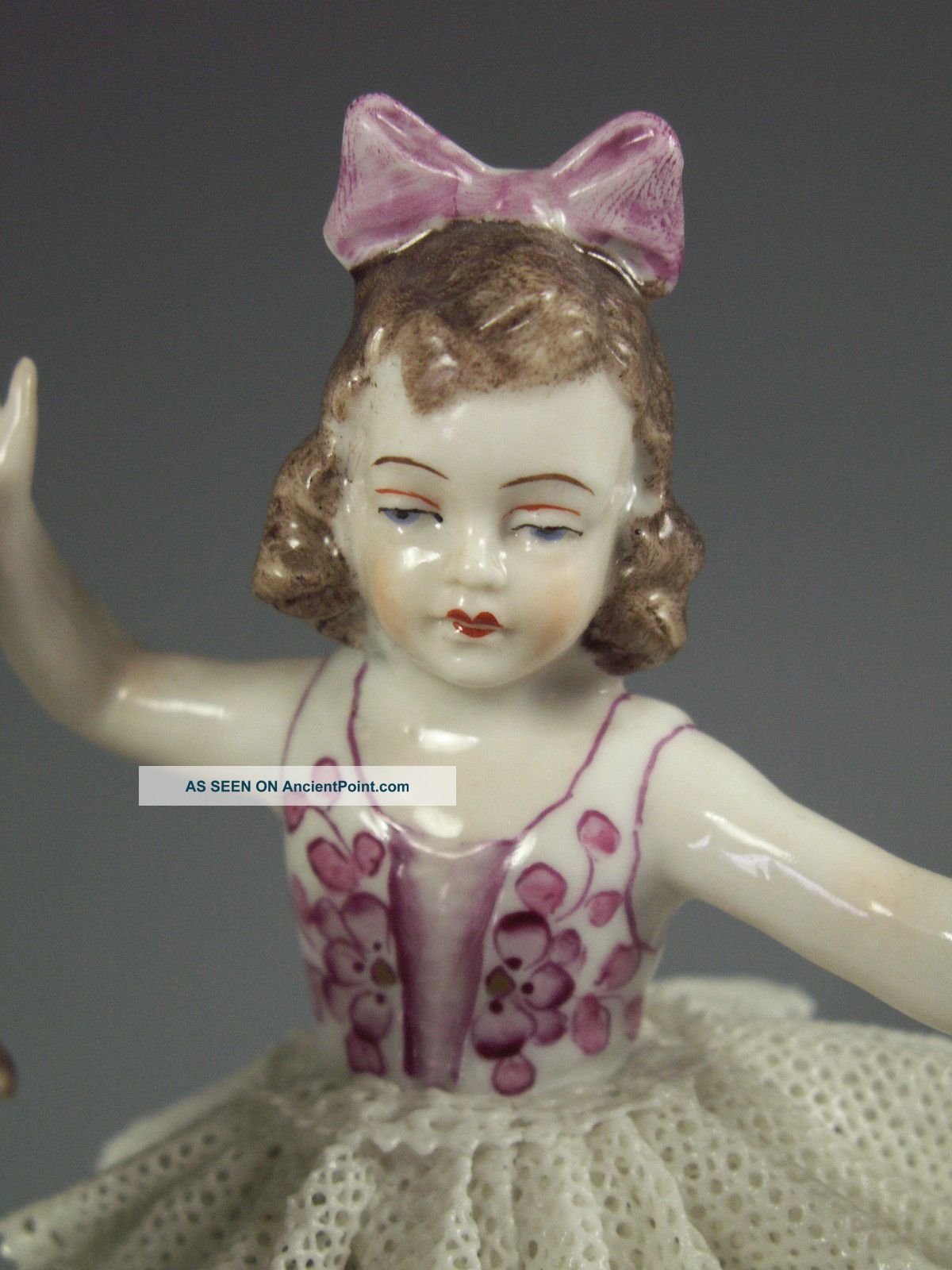 Antique German Sitzendorf Dresden Lace Flowers Girls Boy Children Group Figurine Figurines photo