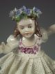 Antique German Sitzendorf Dresden Lace Flowers Girls Boy Children Group Figurine Figurines photo 3