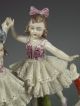 Antique German Sitzendorf Dresden Lace Flowers Girls Boy Children Group Figurine Figurines photo 4