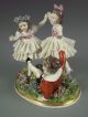 Antique German Sitzendorf Dresden Lace Flowers Girls Boy Children Group Figurine Figurines photo 6