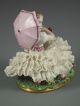 Antique German Sitzendorf Dresden Lace & Flowers Girl With Umbrella Figurine Figurines photo 9