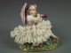 Antique German Sitzendorf Dresden Lace & Flowers Girl With Umbrella Figurine Figurines photo 10