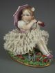 Antique German Sitzendorf Dresden Lace & Flowers Girl With Umbrella Figurine Figurines photo 3