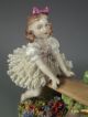 Antique German Sitzendorf Dresden Lace & Flowers Girls On A Seesaw Figurine Figurines photo 2