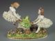 Antique German Sitzendorf Dresden Lace & Flowers Girls On A Seesaw Figurine Figurines photo 7