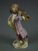 Antique Volkstedt German Porcelain Monkey Band Trumpet Player Dresden Figurine Figurines photo 1