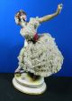 Antique Dresden Hand Painted Porcelain And Lace Figurine Ballerina Figurines photo 2