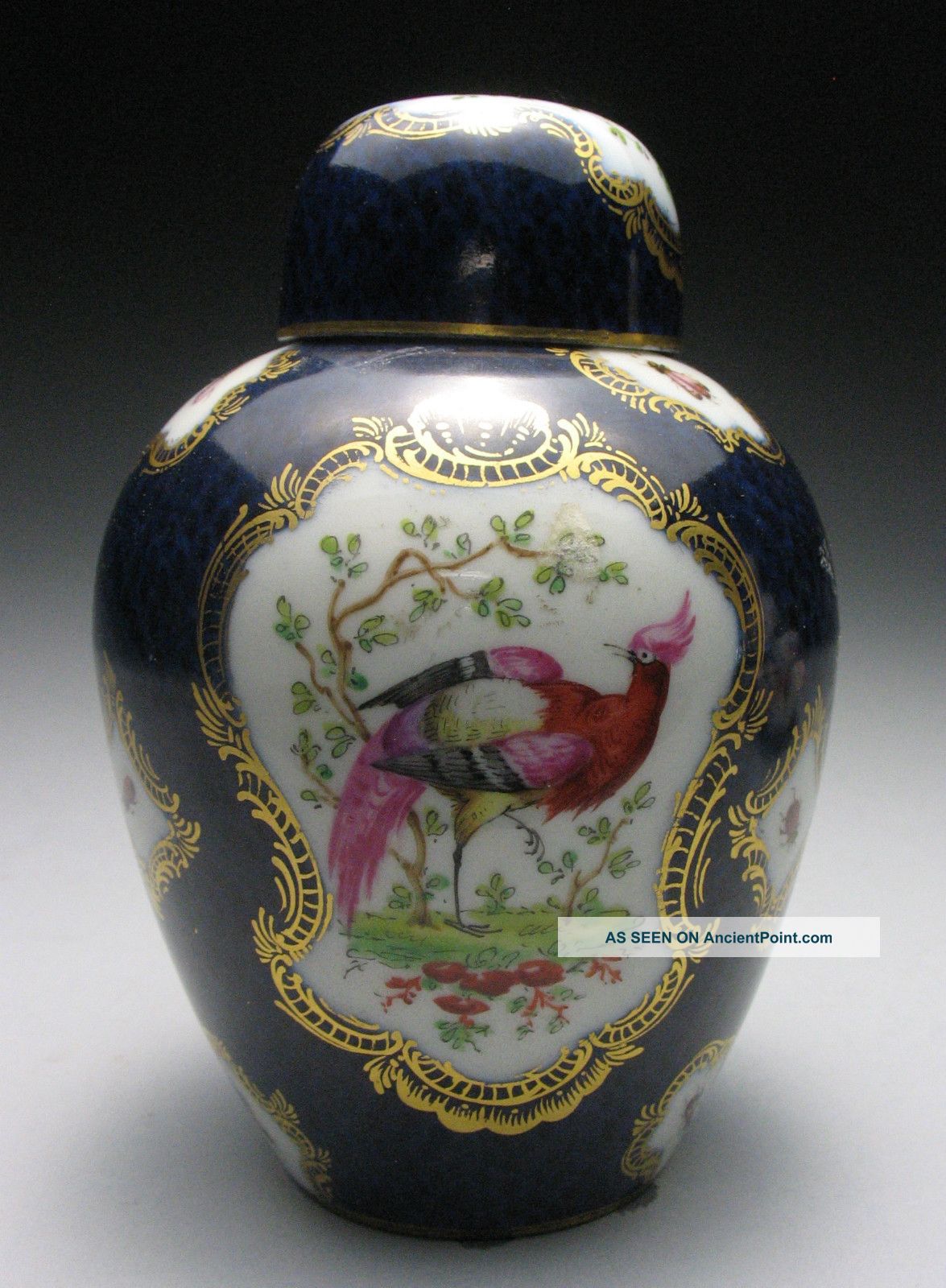 Amazing 19c.  French Samson Porcelain Worcester Scale Birds Tea Caddy Other photo