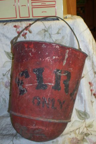 Very Old Fire Bucket & Handle - - Turn Of Century Paint photo
