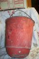 Very Old Fire Bucket & Handle - - Turn Of Century Paint Metalware photo 3