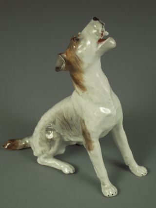 Antique German Carl Thieme Dresden Porcelain Dog Figurine Excellent photo