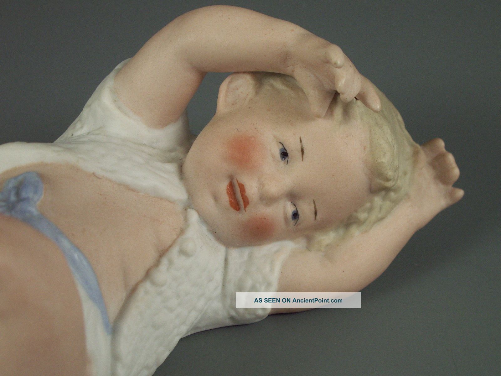 Antique Heubach German Bisque Piano Baby Rare Model Figurine Signed Figurines photo
