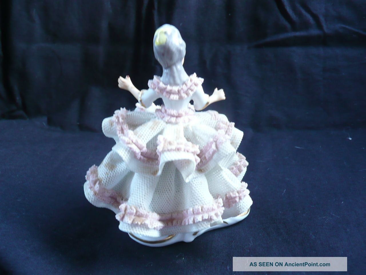 Vintage Crown Dreseden Lace Collectible Figurine Lady With Dog Figurines photo
