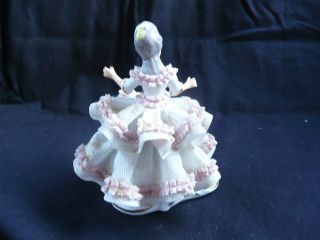 Vintage Crown Dreseden Lace Collectible Figurine Lady With Dog photo