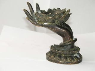 Lotus Finger Bronze Candle Holder/salver Decoration Moscot Statue photo