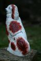 Interesting 19th C.  Staffordshire Seated Brown & White Hearth Dog With Lustre Figurines photo 6