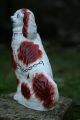 Interesting 19th C.  Staffordshire Seated Brown & White Hearth Dog With Lustre Figurines photo 6