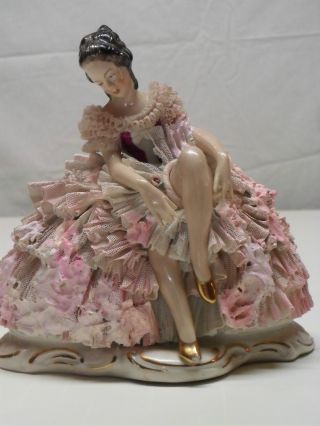 Dresden Lace And Porcelain Ballet Dancer Figurine 6 1/2 