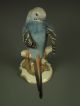 Large Antique Hutschenreuther German Porcelain Blue Parakeet Bird Figurine Figurines photo 4