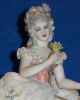 Antique Capodimonte Porcelain Dresden Lace Seated Victorian Lady Figurine Italy Figurines photo 10