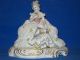 Antique Capodimonte Porcelain Dresden Lace Seated Victorian Lady Figurine Italy Figurines photo 1