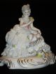 Antique Capodimonte Porcelain Dresden Lace Seated Victorian Lady Figurine Italy Figurines photo 5