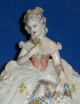 Antique Capodimonte Porcelain Dresden Lace Seated Victorian Lady Figurine Italy Figurines photo 7