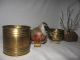 5 Pc.  Copper Kettle/pot/tray And Tree Ensemble With Bird Candle Metalware photo 2