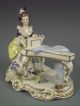 Antique German Volkstedt Dresden Lace & Porcelain Lady At Piano Figurine Figurines photo 2