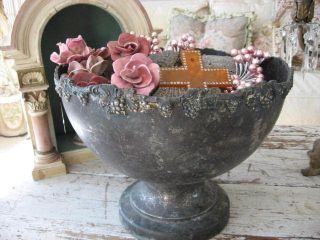 Incredible Huge Old Vintage Silver Punch Bowl Perfect As Urn For Display Patina photo