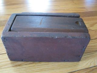 Great Early Sliding Lid Candle Box In Old Red Paint photo