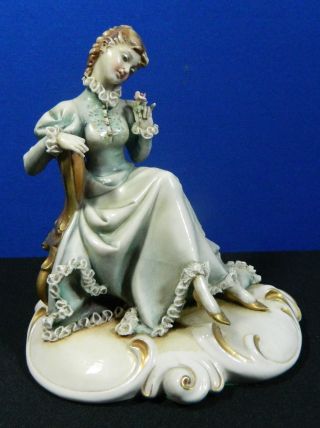 Borsato Hand Painted Porcelain Figurine Italy Vintage Lady photo