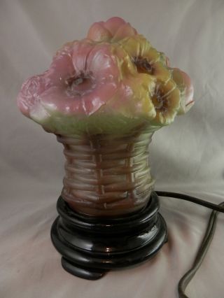 Vintage Consolidated Puffy Rose Floral Lamp Fine Condition 8 Inch photo