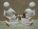 Antique German Porcelain Children On Sleds Vintage Boy & Girl Figures Figurines photo 4