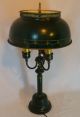 Vintage Tin Toleware Lamp Painted 3 Way Lamp Light Antique Bouillotte Primitive Lamps photo 2
