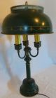 Vintage Tin Toleware Lamp Painted 3 Way Lamp Light Antique Bouillotte Primitive Lamps photo 3