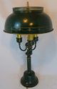 Vintage Tin Toleware Lamp Painted 3 Way Lamp Light Antique Bouillotte Primitive Lamps photo 6