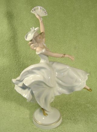 Wallendorf Figure Of A Woman Dancer Holding A Fan High Quality German Porcelain photo