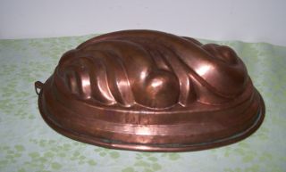 Large Victorian Copper Jello Ice Cream Mold Oval Naturalist Shape Hand Hammered photo