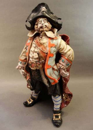 Massive Professor Eugenio Pattarino Italian Art Pottery Pirate Figurine Statue 2 photo