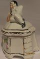 Antique German Figural Pierrot Trinket/powder Box/pot/jar Germany Half Doll Rel. Boxes photo 4
