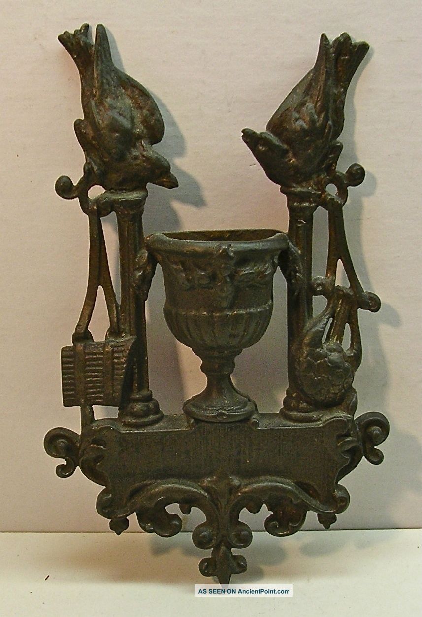 Antique Bradley & Hubbard Bronze Figural Match Striker Birds Wall Hangin Metalware photo
