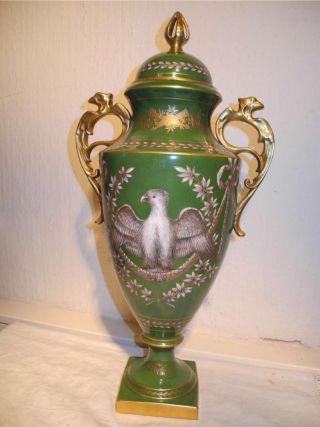 Xl Porcelain Eagle Victory Vase Urn France 19th Century Nores photo