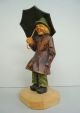 Vtg Carved Wood Man W Umbrella Germany Barvarian German Wooden Figurine Carved Figures photo 1
