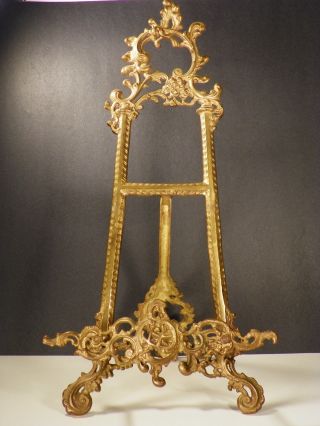 Large Ornate Vintage Brass Table Easel For Books,  Paintings,  Plates photo