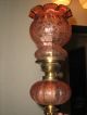 Rare Antique Baccarat Tiente Rose Etched Sconce Oil Lamps Miniature Pair Lamps photo 2