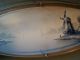 Antique Delft Blue & White Ceramic Metal Tea Vanity Tray Large Windmill Pottery Platters & Trays photo 4