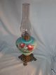 Antique Oil Lamp With Thistle Hand Painted Decoration With Chimney Lamps photo 1